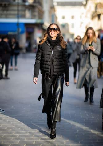 PARIS, FRANCE - FEBRUARY 27: Olivia Palermo is seen wearing puffer jacket outside Lanvin during Paris Fashion Week Womenswear Fall/Winter 2019/2020 on February 27, 2019 in Paris, France. (Photo by Christian Vierig/Getty Images)