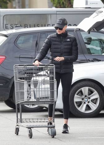 LOS ANGELES, CA - MARCH 20: Charlize Theron is seen grocery shopping at Bristol Farms on March 20, 2020 in Los Angeles, California.  (Photo by BG020/Bauer-Griffin/GC Images)