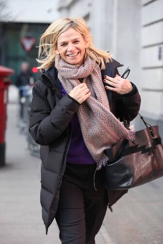 LONDON, ENGLAND - JANUARY 18:  Zoe Ball seen leaving BBC Radio 2 after finishing her first week as the new host of the Breakfast Show on January 18, 2019 in London, England. (Photo by Neil Mockford/GC Images)