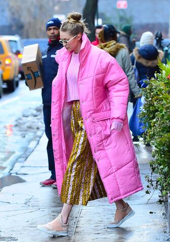 NEW YORK, NY - JANUARY 09:  Model Gigi Hadid is seen walking in Soho  on January 9, 2018 in New York City.  (Photo by Raymond Hall/GC Images)