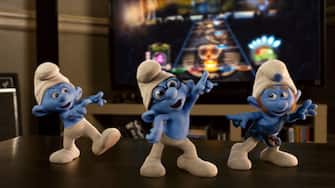 Grouchy, Brainy and Gutsy Smurf in Columbia Pictures' THE SMURFS.