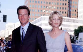 Jul 20, 1998; Los Angeles, CA, USA; DENNIS QUAID American Actor with his wife MEG RYAN American Actress Arriving for the Los Angeles premiere of the new Walt Disney movie 'The Parent Trap'. .  (Credit Image: ONS/ZUMAPRESS.com)