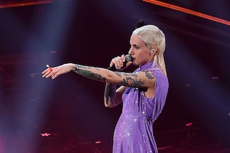 SANREMO, ITALY - MARCH 06:  Coma Cose are seen on stage during the 71th Sanremo Music Festival 2021 at Teatro Ariston on March 06, 2021 in Sanremo, Italy. (Photo by Jacopo Raule / Daniele Venturelli/Getty Images)
