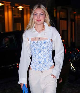 NEW YORK, NEW YORK - MAY 23: Gigi Hadid arrives at the launch event for her bikini line 'Gigi x Frankies Bikinis' on May 23, 2022 in New York City.  (Photo by Gotham / GC Images)