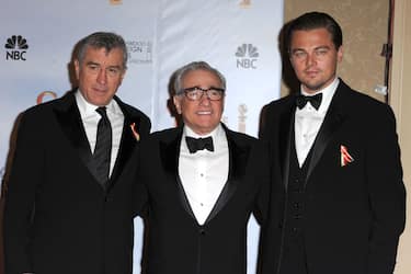 (L-R) Actor Robert De Niro and director Martin Scorsese and actor Leonardo DiCaprio attends the 67th Annual Golden Globes Awards at The Beverly Hilton Hotel on January 17, 2010 in Beverly Hills, California. (Photo by Steve Granitz/WireImage)