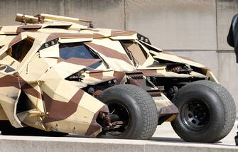 PITTSBURGH - JULY 31:  The batmobile, or Tumbler, is seen during filming of "Batman: Dark Knight Rises" at the Mellon Institute building in the Oakland neighborhood of Pittsburgh, Pennsylvania on July 31, 2011.  (Photo by Jared Wickerham/Getty Images)