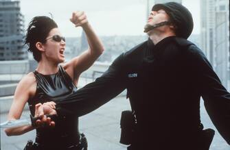 1999 Carrie-Anne Moss Stars In "The Matrix." 1999 Warner Bros. And Village Roadshow Film. (Photo By Getty Images)