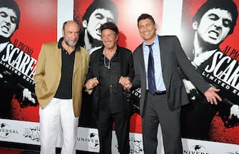 121945844 LOS ANGELES, CA - AUGUST 23: Actors F. Murray Abraham Al Pacino and Steven Bauer arrive at the release of "Scarface" On Blu-ray at the Belasco Theatre on August 23, 2011 in Los Angeles, California. (Photo by Frazer Harrison/Getty Images)