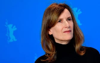 British director Joanna Hogg poses for photographers during a photocall for the film "The Souvenir" at the 69th Berlinale film festival on February 12, 2019 in Berlin. - The Berlin film festival will be running from February 7 to 17, 2019. Nearly 400 movies from around the world will be presented, with 17 vying for the prestigious Golden Bear top prize. (Photo by Tobias SCHWARZ / AFP)        (Photo credit should read TOBIAS SCHWARZ/AFP via Getty Images)