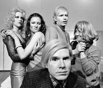Andy Warhol with the cast of Â PorkÂ  on stage at La Mama Experimental Theatre Club. Jayne (aka Wayne) County, Cleve Roller and Anthony Zanetta were featured players. (Photo by Jack Mitchell/Getty Images)