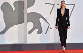 British actress Vanessa Kirby arrives for the screening the film "The World to Come" presented in competition on the fifth day of the 77th Venice Film Festival, on September 6, 2020 at Venice Lido, during the COVID-19 infection, caused by the novel coronavirus. (Photo by Tiziana FABI / AFP) (Photo by TIZIANA FABI/AFP via Getty Images)