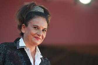 Italian director Emma Dante arrives for the screening of the film "Le Sorelle Macaluso" presented in competition on the eighth day of the 77th Venice Film Festival, on September 9 , 2020 at Venice Lido, during the COVID-19 infection, caused by the novel coronavirus. (Photo by Tiziana FABI / AFP) (Photo by TIZIANA FABI/AFP via Getty Images)