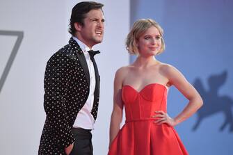 Mexican actor Diego Boneta and Mexican actress Naian Norvind arrive for the screening of the film "Nuevo Orden" (New Order) presented in competition on the ninth day of the 77th Venice Film Festival, on September 10, 2020 at Venice Lido, during the COVID-19 infection, caused by the novel coronavirus. (Photo by Tiziana FABI / AFP) (Photo by TIZIANA FABI/AFP via Getty Images)