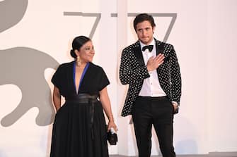 VENICE, ITALY - SEPTEMBER 10: Monica del Carmen and Diego Boneta walk the red carpet ahead of the movie "Nuevo Orden" (New Order) at the 77th Venice Film Festival on September 10, 2020 in Venice, Italy. (Photo by Daniele Venturelli/WireImage)