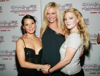 NEW YORK - JUNE 25: (U.S. TABS AND HOLLYWOOD REPORTER OUT) Co-stars Luct Liu, Cameron Diaz and Drew Barrymore arrive at Columbia Pictures' Special Screening of "Charlie's Angels: Full Throttle" at Loews Lincoln Square June 25, 2003 in New York City. (Photo by Evan Agostini/Getty Images)