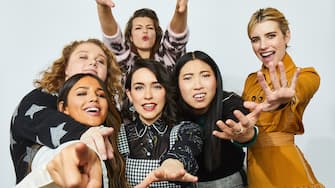 Danielle Macdonald, Eiza GonzÃ¡lez, Alice Waddington, Milla Jovovich, Awkwafina and Emma Roberts from 'Paradise Hills' pose for a portrait in the Pizza Hut Lounge in Park City, Utah on January 26, 2019 in Park City, Utah. (Photo by Aaron Richter/Getty Images for Pizza Hut)