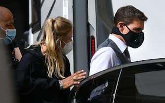 US actor Tom Cruise (R) wearing a face mask, is pictured on the set during the filming of "Mission Impossible : Lybra" on October 6, 2020 in Rome. (Photo by Alberto PIZZOLI / AFP) (Photo by ALBERTO PIZZOLI/AFP via Getty Images)
