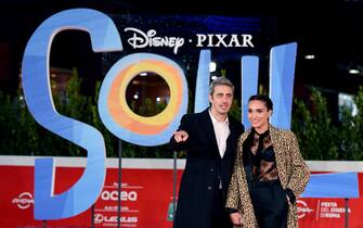 Italian actor Pierfrancesco Diliberto alias Pif (L) and his partnerarrive for the screening of 'Soul' at the 15th annual Rome Film Festival, in Rome, Italy, 15 October 2020. The film festival runs from 15 to 25 October.      ANSA/ETTORE FERRARI
