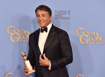 BEVERLY HILLS, CA - JANUARY 10:  Actor Sylvester Stallone, winner of Best Supporting Performance in a Motion Picture for 'Creed,' poses in the press room during the 73rd Annual Golden Globe Awards held at the Beverly Hilton Hotel on January 10, 2016 in Beverly Hills, California.  (Photo by Kevin Winter/Getty Images)