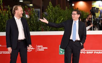 ROME, ITALY - OCTOBER 24: Kim Rossi Stuart and Director of Rome Film Festival Antonio Monda attend the red carpet of the movie "Cosa SarÃ " during the 15th Rome Film Festival on October 24, 2020 in Rome, Italy. (Photo by Daniele Venturelli/WireImage,)