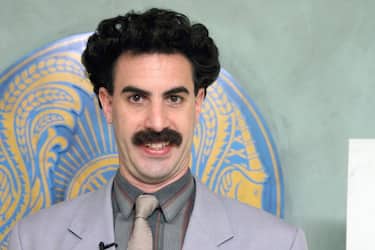 LOS ANGELES - OCTOBER 20:  Actor Sacha Baron Cohen (as Borat) talks at the Four Seasons Hotel on October 20, 2006 in Los Angeles, California. (Photo by Piyal Hosain/Fotos International/Getty Images)