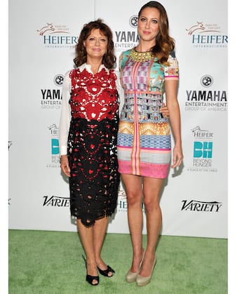 LOS ANGELES, CA - SEPTEMBER 19:  Honoree Susan Sarandon and actress Eva Amurri attend Heifer International s 2nd Annual "Beyond Hunger: A Place at the Table" to Help End World Hunger and Poverty at Montage Hotel on September 19, 2013 in Los Angeles, California.  (Photo by John Sciulli/Getty Images for Heifer International)