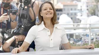 CANNES, FRANCE - JULY 06, 2021: Jodie Foster attends the photocall for her honorary Golden Palm Award during the 74th Cannes Film Festival at the Palais des Festivals in Cannes, France, on July 06, 2021 (Photo credit should read P. Lehman/Barcroft Media via Getty Images)