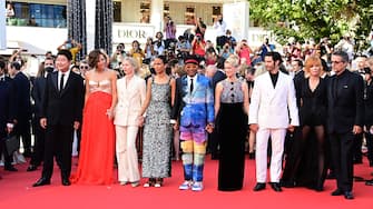 CANNES, FRANCE - JULY 17: (L to R) Jury members : Song Kang-Ho, Maggie Gyllenhaal, Jessica Hausner, Mati Diop, Jury president and Director Spike Lee, MÃ©lanie Laurent, Tahar Rahim, MylÃ¨ne Farmer and Kleber MendonÃ§a Filho attend the final screening of "OSS 117: From Africa With Love" and closing ceremony during the 74th annual Cannes Film Festival on July 17, 2021 in Cannes, France. (Photo by Daniele Venturelli/WireImage)