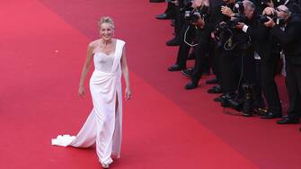 CANNES, FRANCE - JULY 17: Sharon Stone attends the final screening of "OSS 117: From Africa With Love" and closing ceremony during the 74th annual Cannes Film Festival on July 17, 2021 in Cannes, France. (Photo by Andreas Rentz/Getty Images)