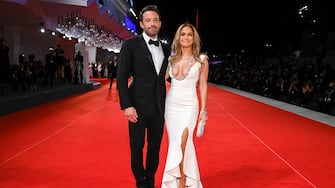 VENICE, ITALY - SEPTEMBER 10: Ben Affleck and Jennifer Lopez attend the red carpet of the movie "The Last Duel" during the 78th Venice International Film Festival on September 10, 2021 in Venice, Italy. (Photo by Pascal Le Segretain/Getty Images)