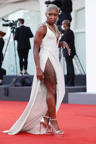 VENICE, ITALY - SEPTEMBER 01: Venezia78 Jury member Cynthia Erivo attends the red carpet of the movie "Madres Paralelas" during the 78th Venice International Film Festival on September 01, 2021 in Venice, Italy. (Photo by Vittorio Zunino Celotto/Getty Images)