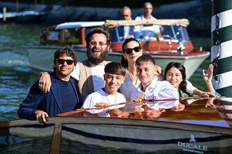 VENICE, ITALY - SEPTEMBER 02: Director Alessandro Celli, Alessandro Borghi, Barbara Ronchi, Dennis Protopapa, Guilano Soprano and Ludovica Nasti arrive at the 78th Venice International Film Festival on September 02, 2021 in Venice, Italy. (Photo by Daniele Venturelli/WireImage)