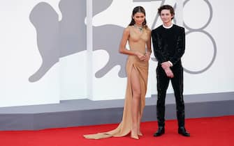 VENICE, ITALY - SEPTEMBER 03: Zendaya and TimothÃ©e Chalamet attend the red carpet of the movie "Dune" during the 78th Venice International Film Festival on September 03, 2021 in Venice, Italy. (Photo by Ernesto Ruscio/Getty Images)