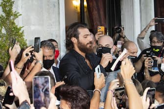 VENICE, ITALY - SEPTEMBER 05: Turkish actor Can Yaman meets the fans before the red carpet of the "Filming Italy Award" during the 78th Venice International Film Festival on September 05, 2021 in Venice, Italy. (Photo by Primo Barol/Anadolu Agency via Getty Images)