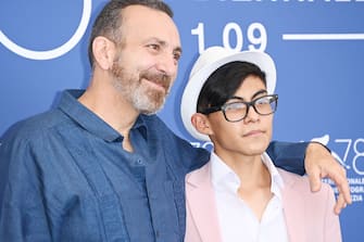 VENICE, ITALY - SEPTEMBER 06: Hernan Mendoza and Hatzin Navarrete attend the photocall of "La Caja" during the 78th Venice International Film Festival on September 06, 2021 in Venice, Italy. (Photo by Daniele Venturelli/WireImage)