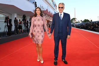 VENICE, ITALY - SEPTEMBER 06: Veronica Berti and Andrea Bocelli  attend the red carpet of the movie "La Caja" during the 78th Venice International Film Festival on September 06, 2021 in Venice, Italy. (Photo by Pascal Le Segretain/Getty Images)