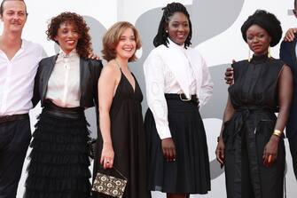 VENICE, ITALY - SEPTEMBER 07: (L-R) Jennifer Tchiakpe, MaÃ«lle Genet, Director Ellie Foumbi and Babetida Sadjo attend the red carpet of the movie "Vidblysk" during the 78th Venice International Film Festival on September 07, 2021 in Venice, Italy. (Photo by Vittorio Zunino Celotto/Getty Images)