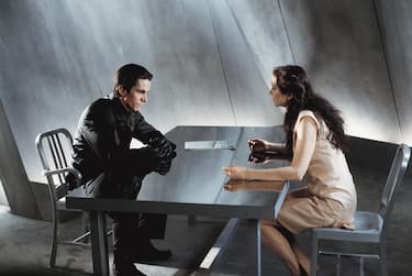 Quality: 2nd Generation.  
Film Title: Equilibrium.  
Pictured: Christian Bale and Emily Watson in Kurt Wimmer's EQUILIBRIUM.  
Photo Credit: