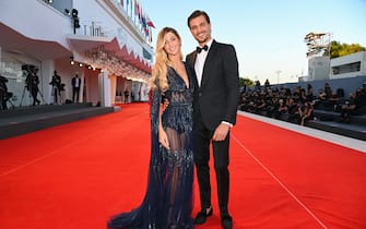 VENICE, ITALY - SEPTEMBER 09: Natalia Paragoni and Andrea Zelletta attend the red carpet of the movie "America Latina" during the 78th Venice International Film Festival on September 09, 2021 in Venice, Italy. (Photo by Pascal Le Segretain/Getty Images)