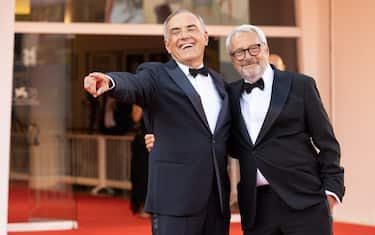 Roberto Cicutto (Presidente of Biennale), Alberto Barbera (Mostraâ&#x80;&#x99;s chairman) walking the red carpet for the closing ceremony of the 78th Venice International Film Festival on September 11, 2021 in Venice, Italy. Photo by Marco Piovanotto/ABACAPRESS.COM