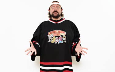 NEW YORK, NY - OCTOBER 05:  Kevin Smith poses for a photo backstage at the Comic Book Men Panel during the 2017 New York Comic Con at Hammerstein Ballroom on October 5, 2017 in New York City.  (Photo by Cindy Ord/Getty Images for AMC)