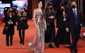 ROME, ITALY - OCTOBER 24: Angelina Jolie attends the red carpet of the movie "Eternals" during the 16th Rome Film Fest 2021 on October 24, 2021 in Rome, Italy. (Photo by Vittorio Zunino Celotto/Getty Images for RFF)
