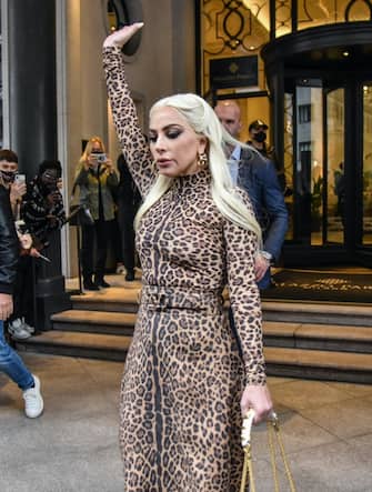 American singer, songwriter, and actress Lady Gaga laves Hotel Palazzo Parigi, Milan, 13 November 2021. ANSA/MATTEO CORNER