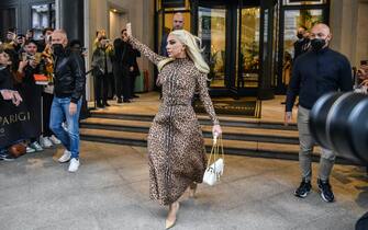 American singer, songwriter, and actress Lady Gaga laves Hotel Palazzo Parigi, Milan, 13 November 2021. ANSA/MATTEO CORNER