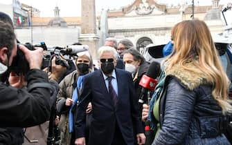 Giancarlo Giannini al suo arrivo al funerale dellÕattrice Monica Vitti presso la Chiesa degli Artisti. Roma, 5 febbraio 2022. ANSA/CLAUDIO PERI