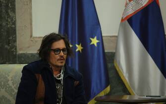 19, October, 2021, Belgrade - Hollywood actor, musician and film producer Johnny Depp during a meeting with the President of the Republic of Serbia Aleksandar Vucic (not in picture) on the occasion of the promotion of the first animated series produced in the Republic of Serbia.  Photo: Milos Tesic / ATAImages / PIXSELL