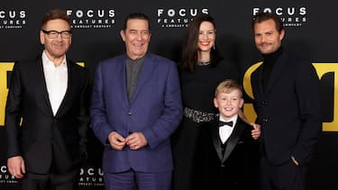 LOS ANGELES, CALIFORNIA - NOVEMBER 08: (L-R) Kenneth Branagh, CiarÃ¡n Hinds, Caitriona Balfe, Jude Hill, and Jamie Dornan attends the premiere of Focus Features' "Belfast" at Academy Museum of Motion Pictures on November 08, 2021 in Los Angeles, California. (Photo by Kevin Winter/Getty Images)