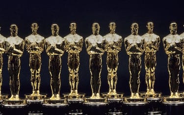 LOS ANGELES - 1990: A view of 11 Oscars statues lined up next to each other in 1990 in Los Angeles, California. (Photo by Santi Visalli/Getty Images)