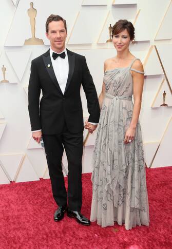 HOLLYWOOD, CALIFORNIA - MARCH 27: (L-R) Benedict Cumberbatch and Sophie Hunter attend the 94th Annual Academy Awards at Hollywood and Highland on March 27, 2022 in Hollywood, California. (Photo by David Livingston/Getty Images)