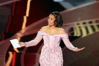 HOLLYWOOD, CALIFORNIA - MARCH 27: Co-host Regina Hall speaks onstage during the 94th Annual Academy Awards at Dolby Theatre on March 27, 2022 in Hollywood, California. (Photo by Neilson Barnard/Getty Images)